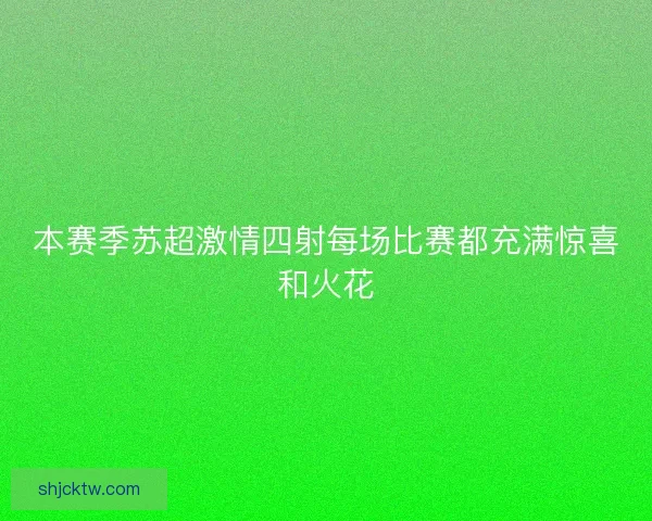 本赛季苏超激情四射每场比赛都充满惊喜和火花